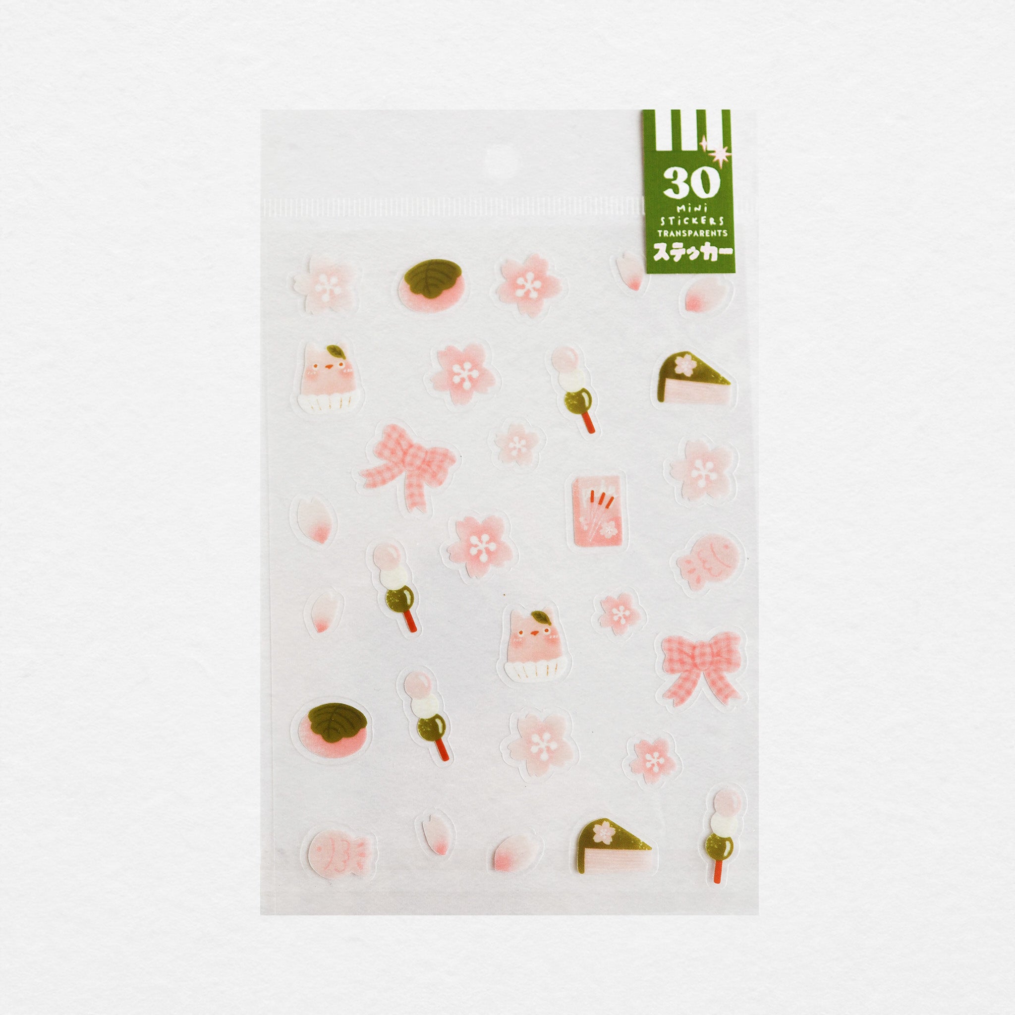 Planche de 30 mini stickers transparents Sakura
