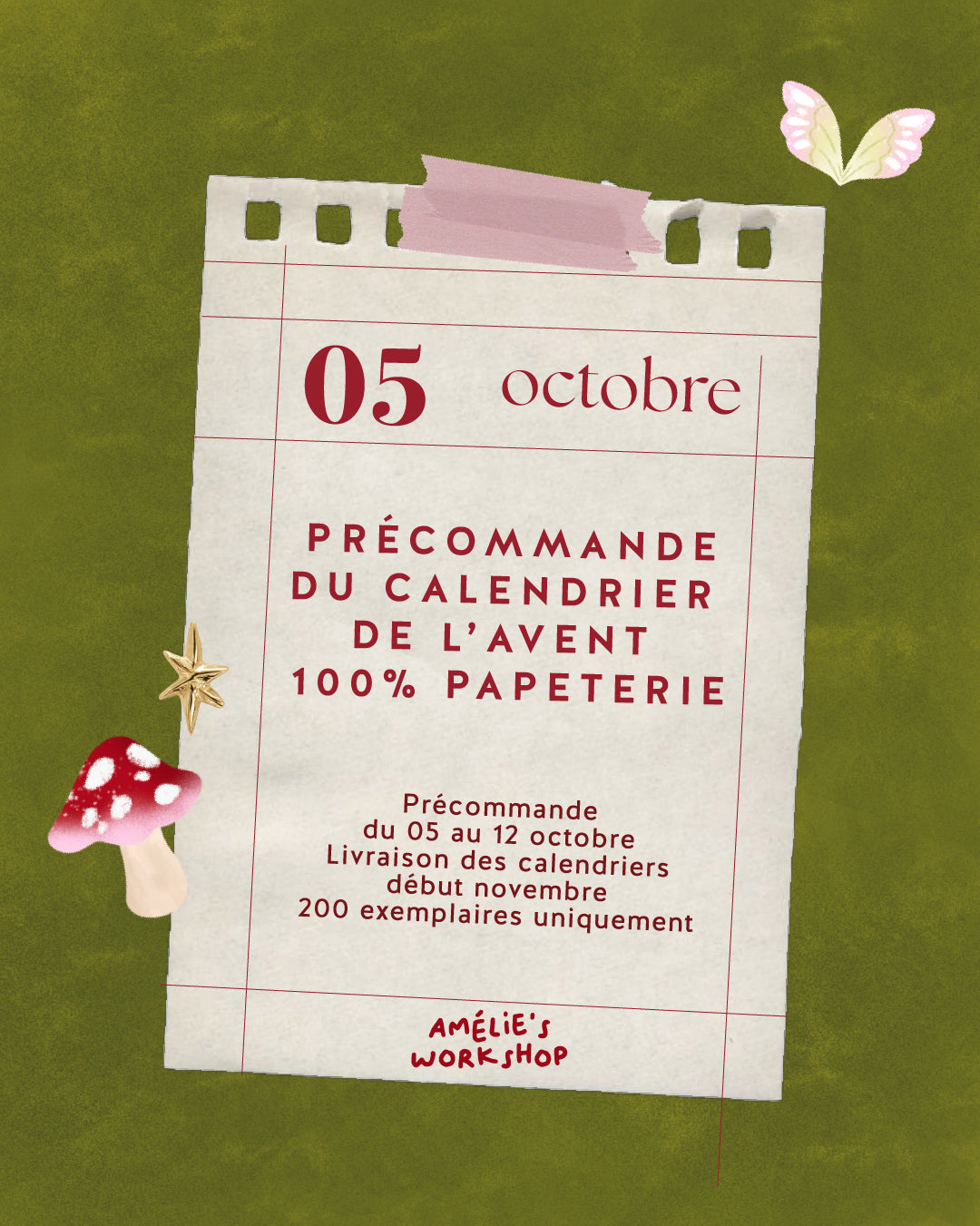🌲 Précommande calendrier de l'avent papeterie