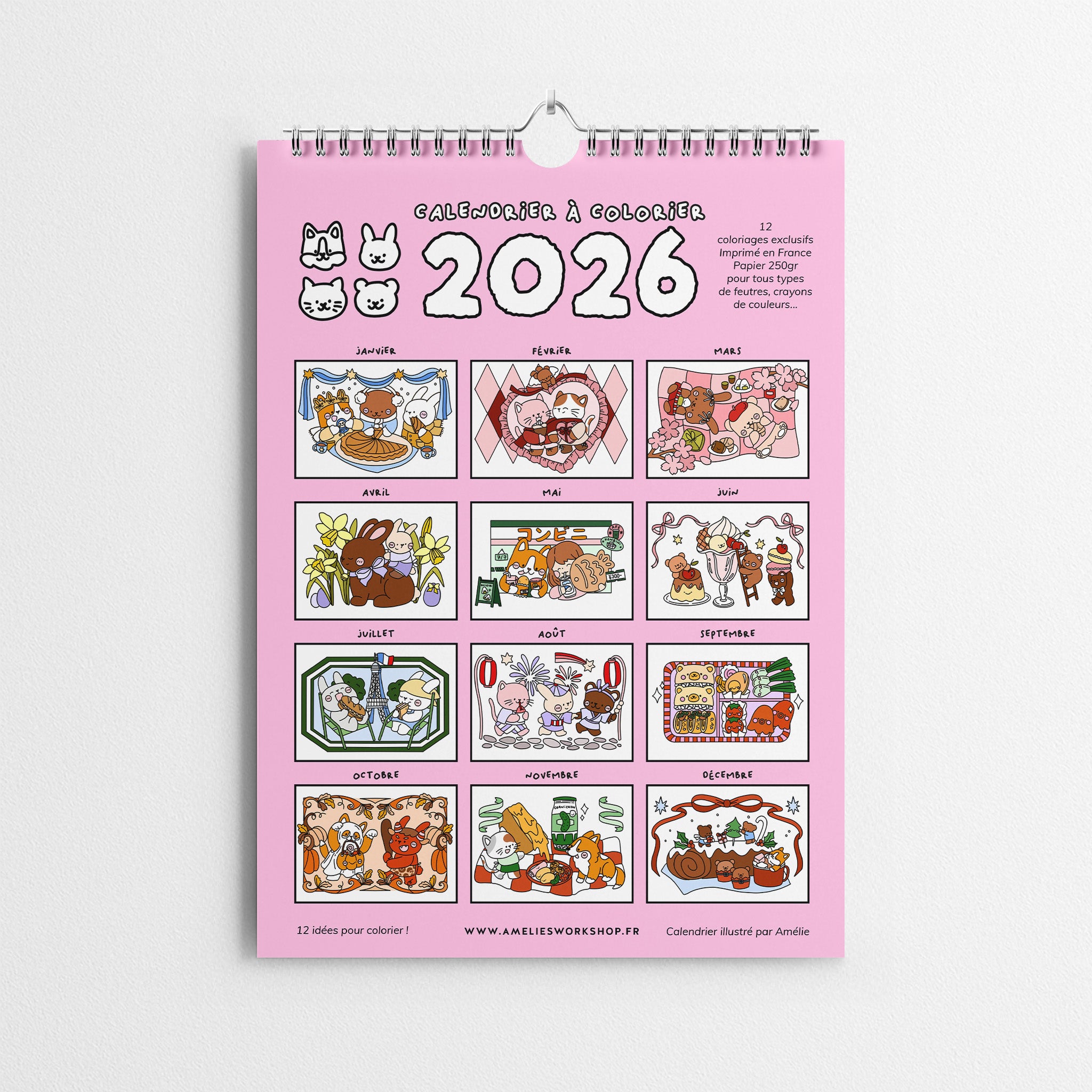 Calendrier 2026 à colorier