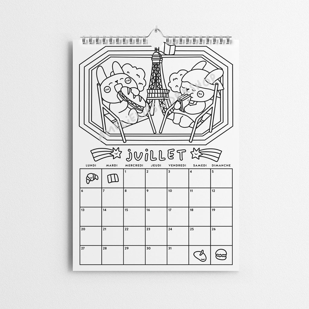 Calendrier 2026 à colorier