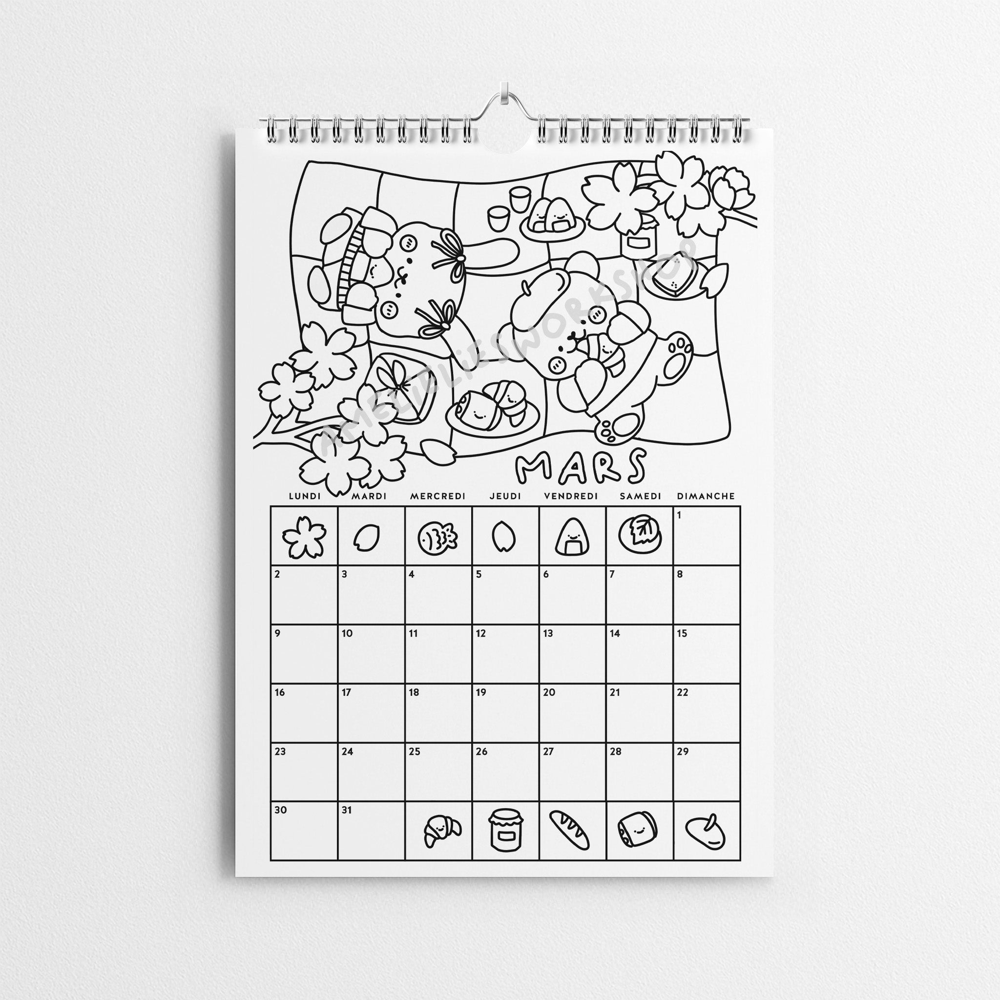 Calendrier 2026 à colorier