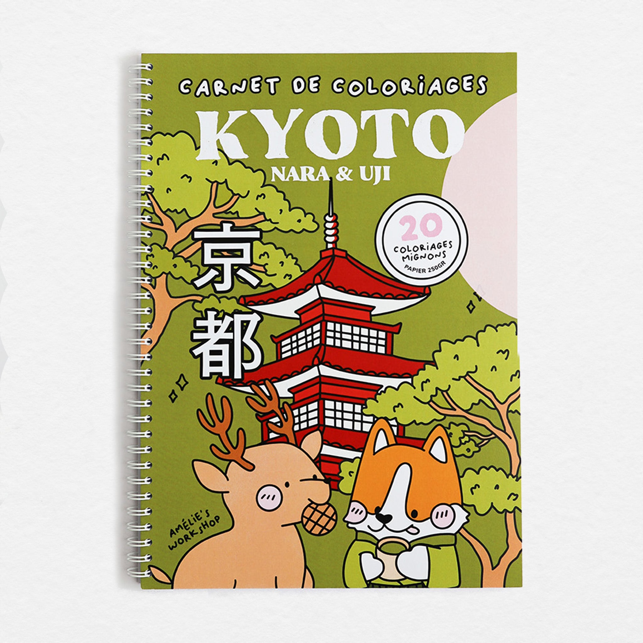 Carnet de coloriages mignons Kyoto/ Nara / Uji Japon