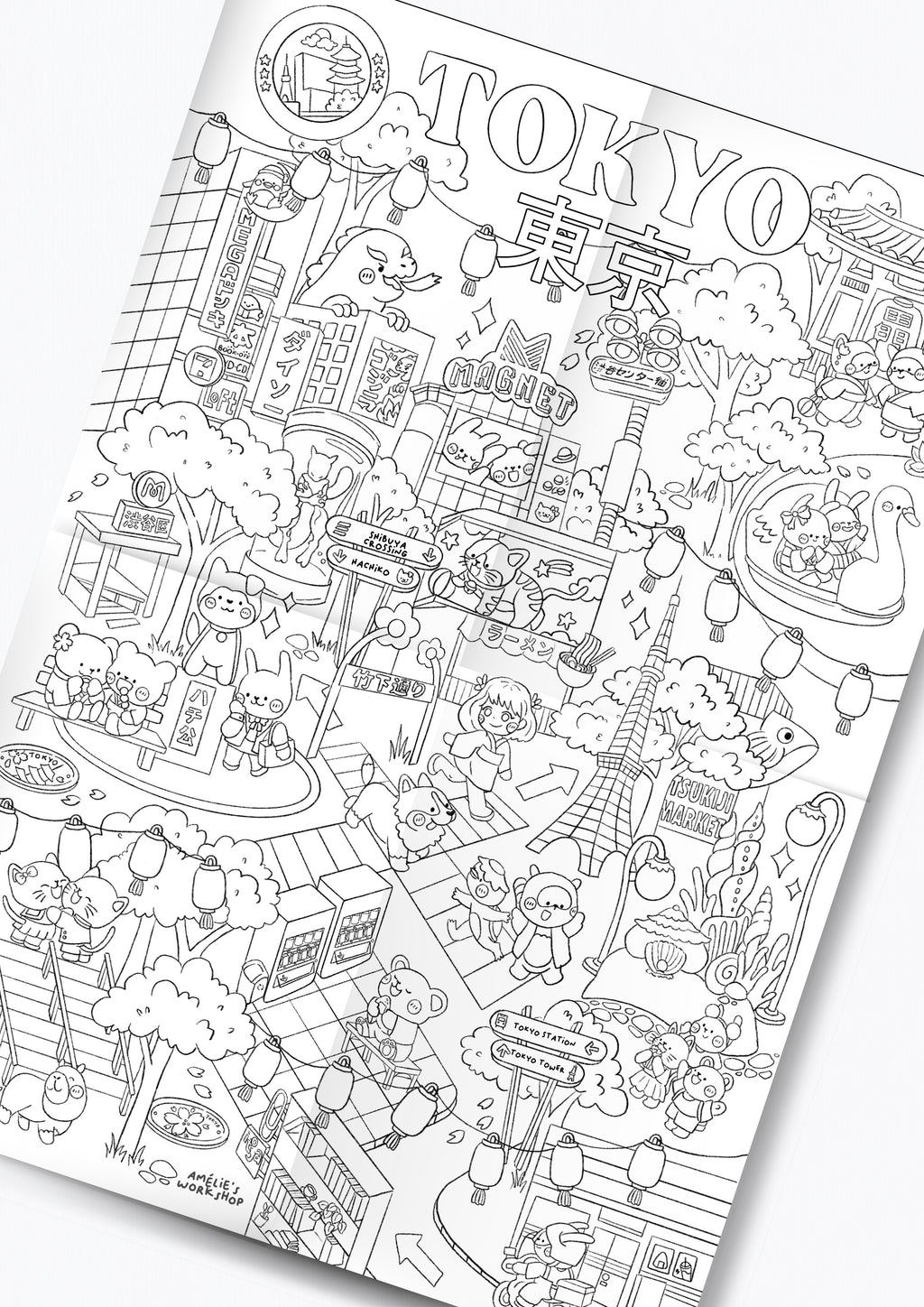 Coloriage géant : Carte de Tokyo A2