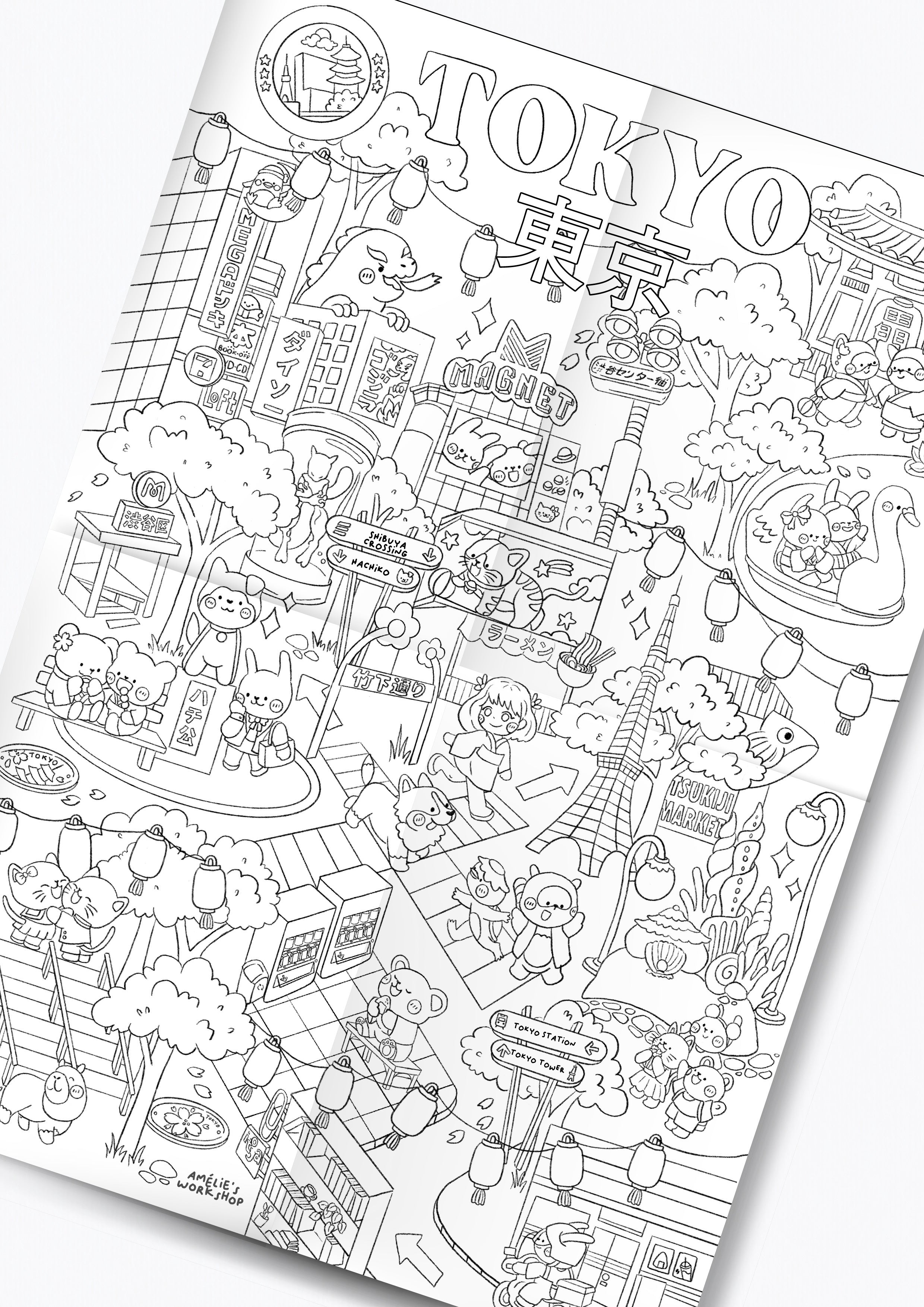 Coloriage géant : Carte de Tokyo A2