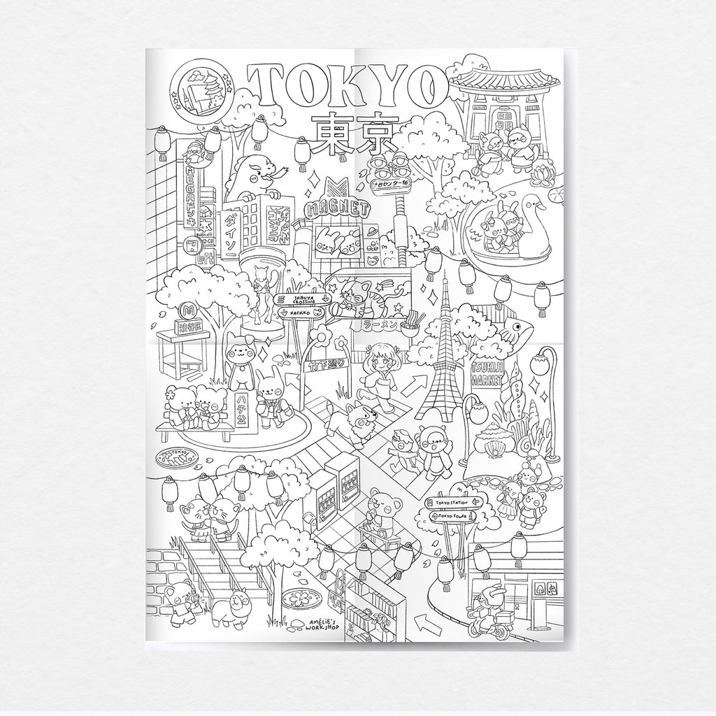 Coloriage géant : Carte de Tokyo A2