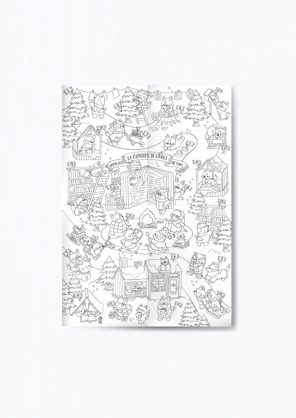 Coloriage géant de l'avent : la fabrique de livres de Taki