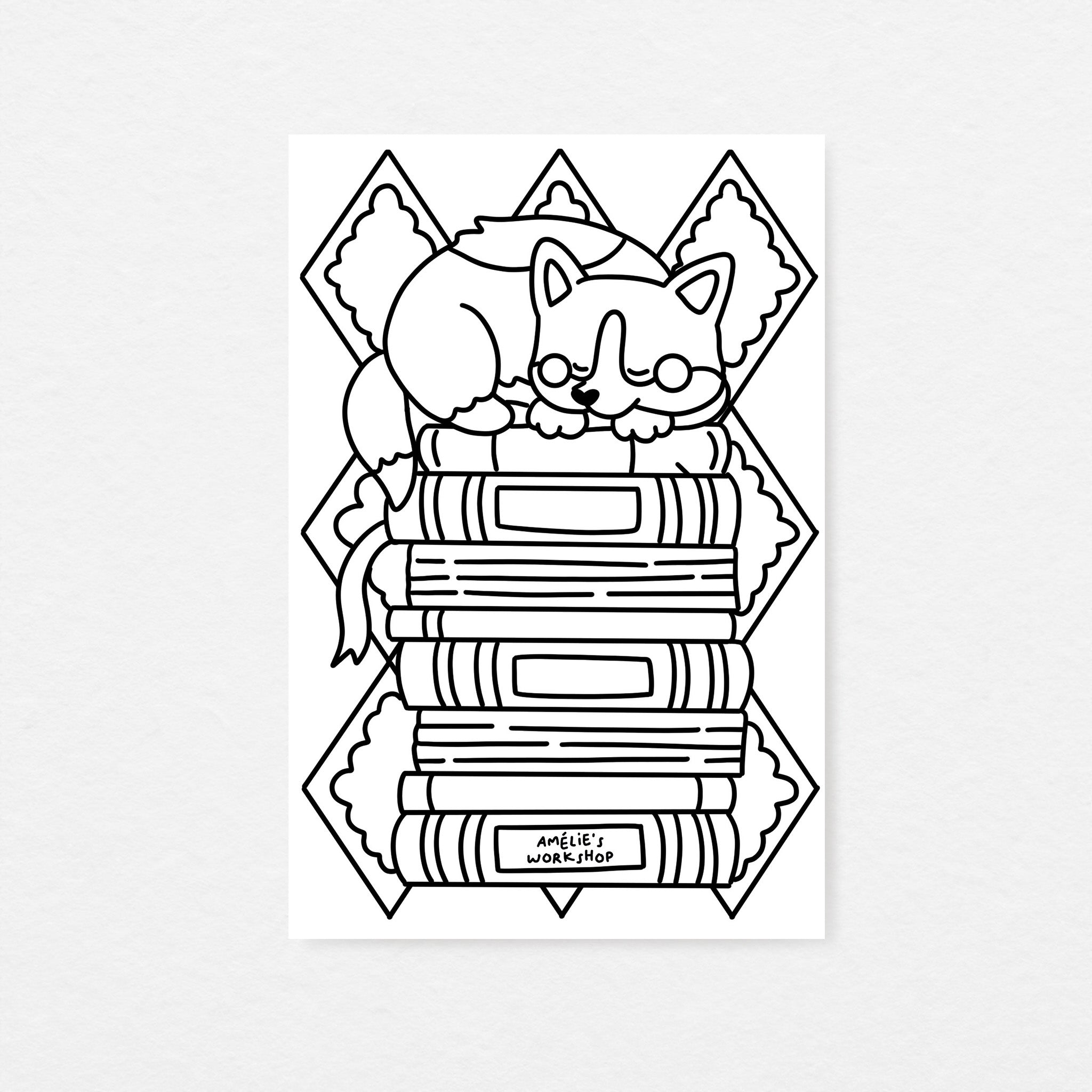 Carte postale à colorier Corgi