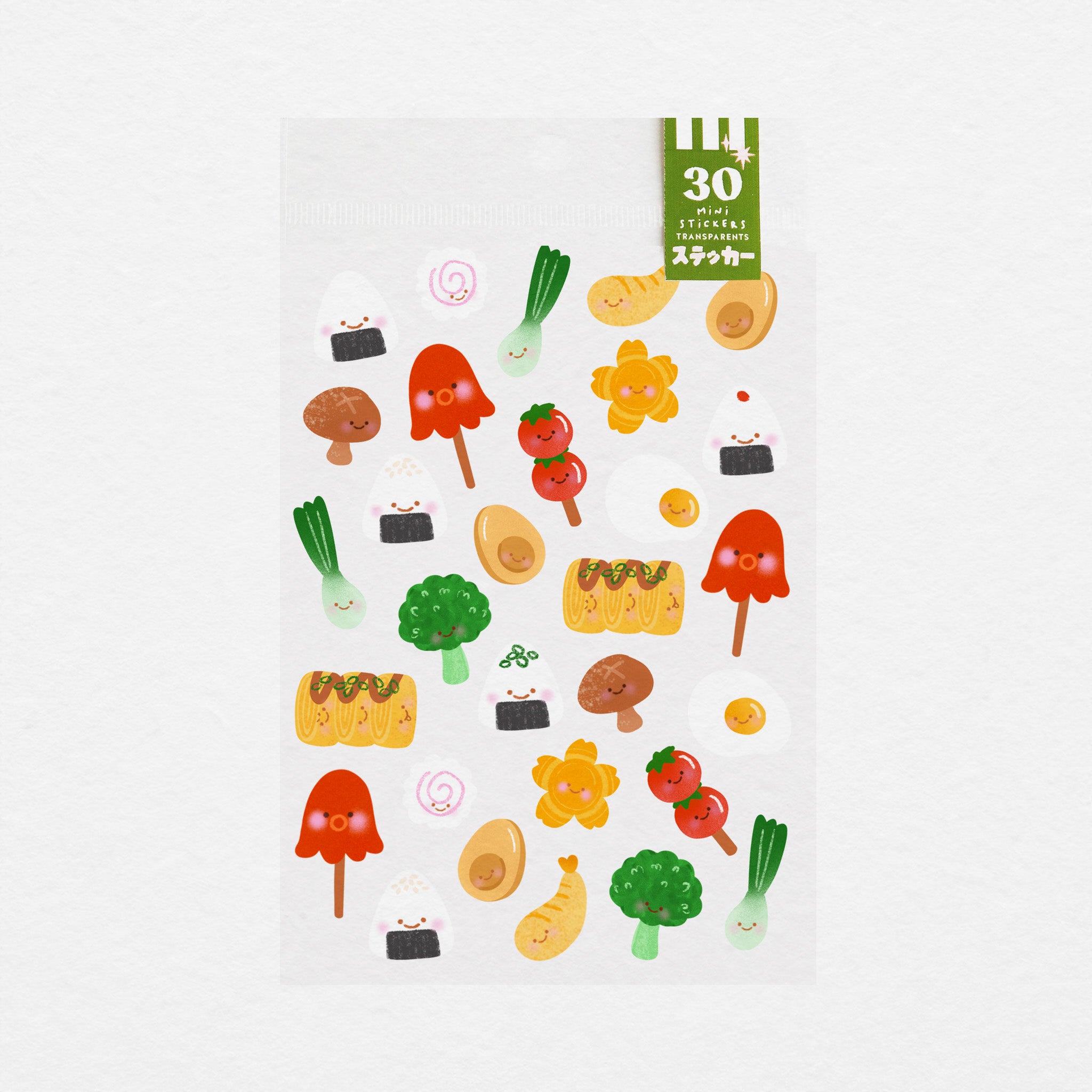 Planche de 30 mini stickers transparents Bento