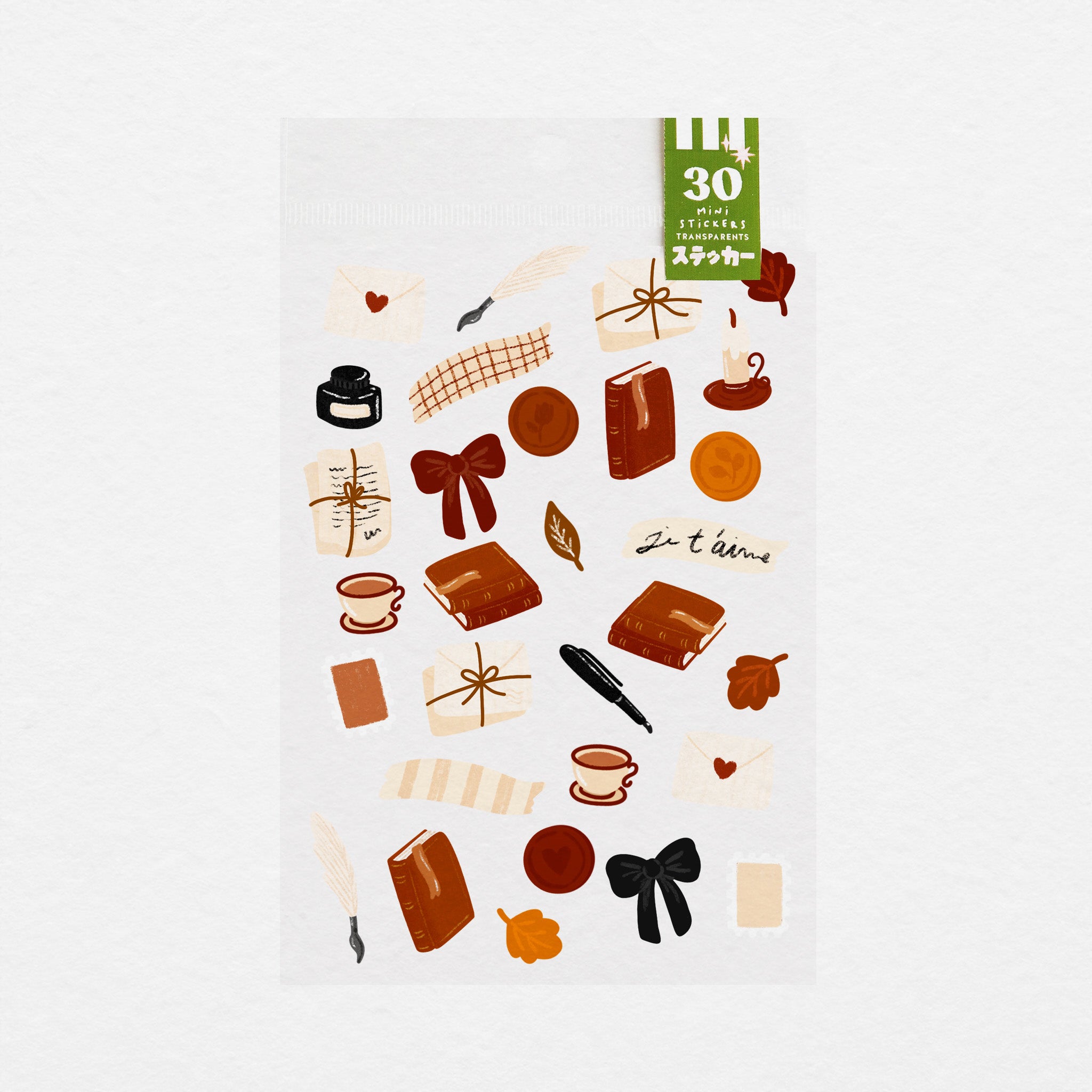 Planche de 30 mini stickers transparents Livre