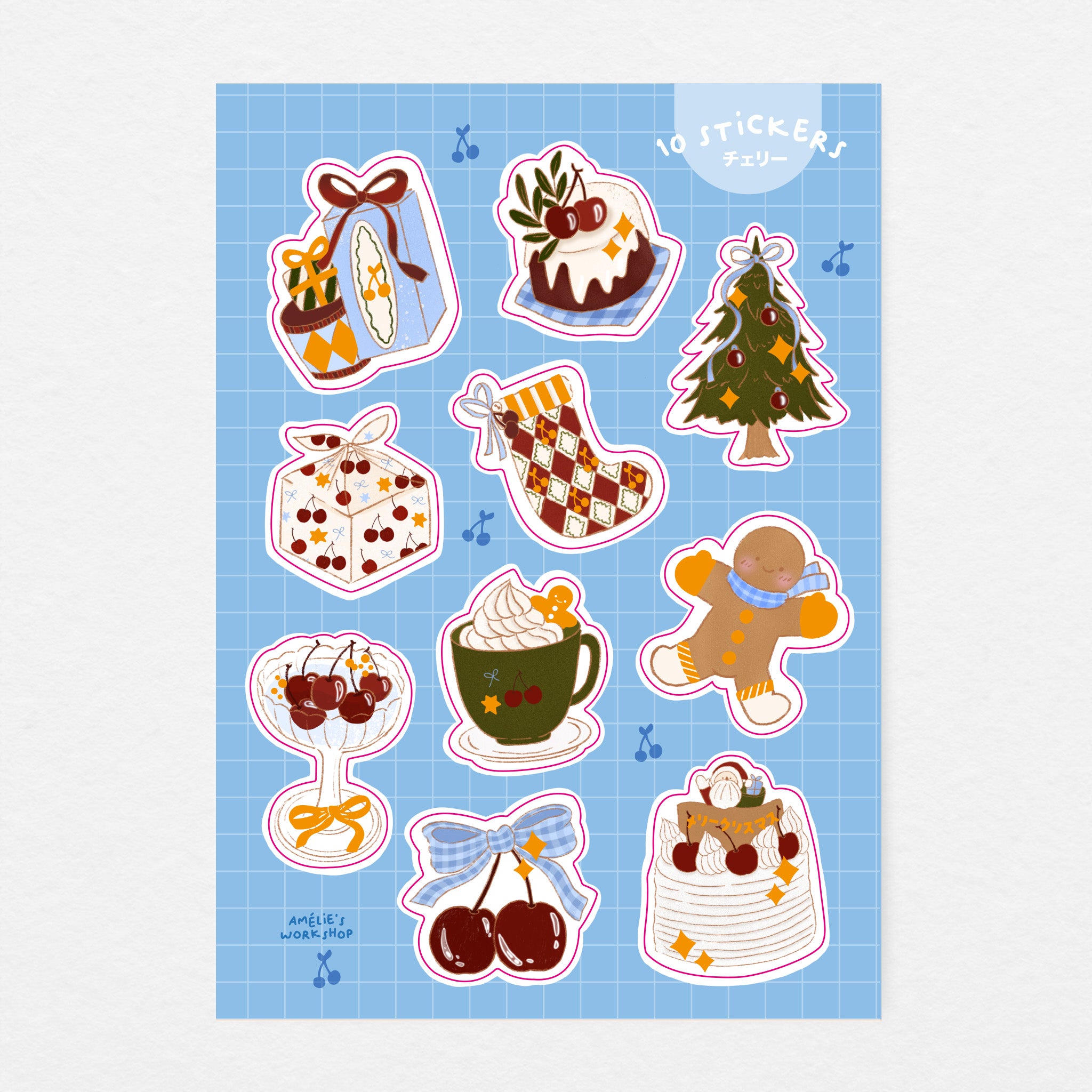 Planche de 10 stickers Noël