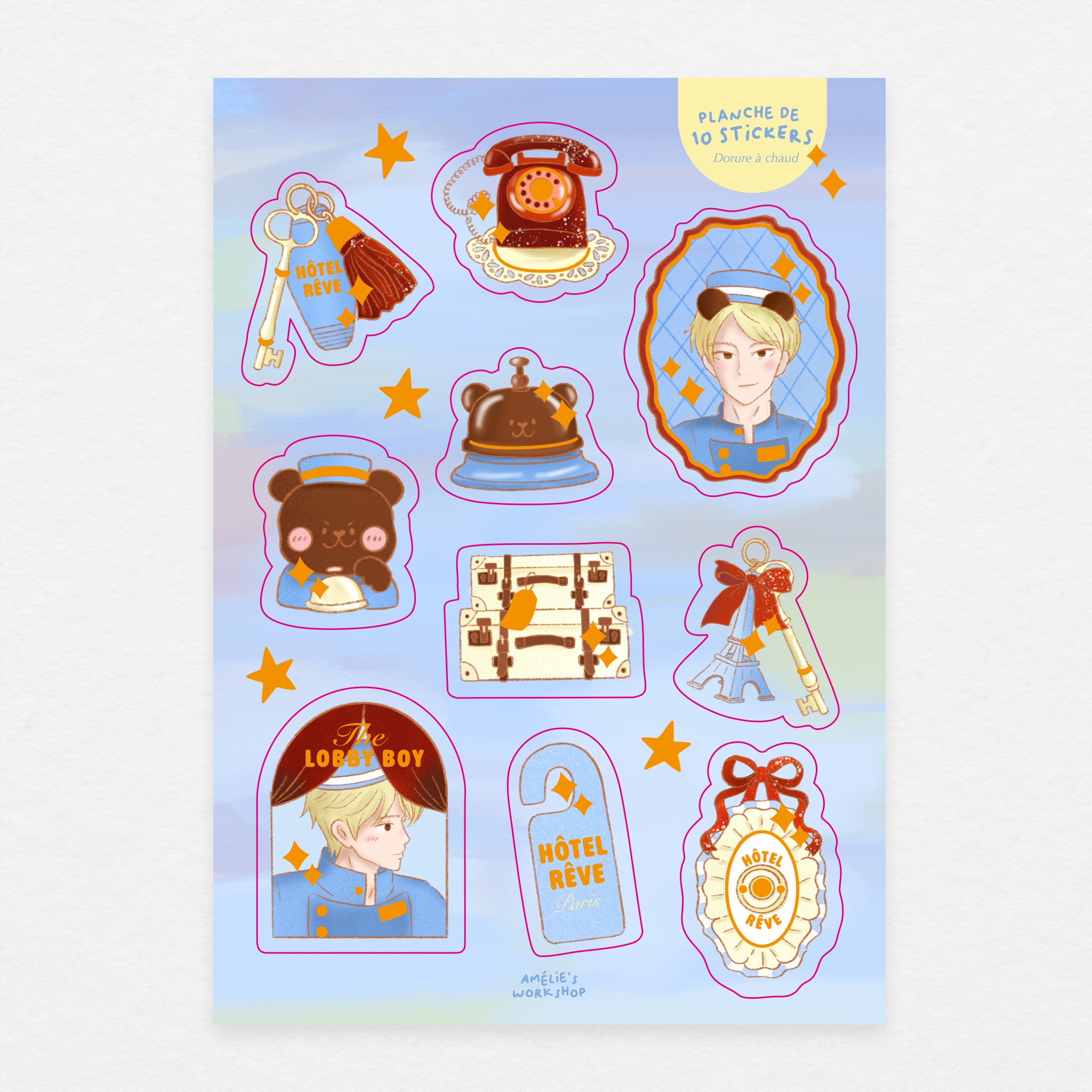 Planche de 10 stickers Hôtel Rêve