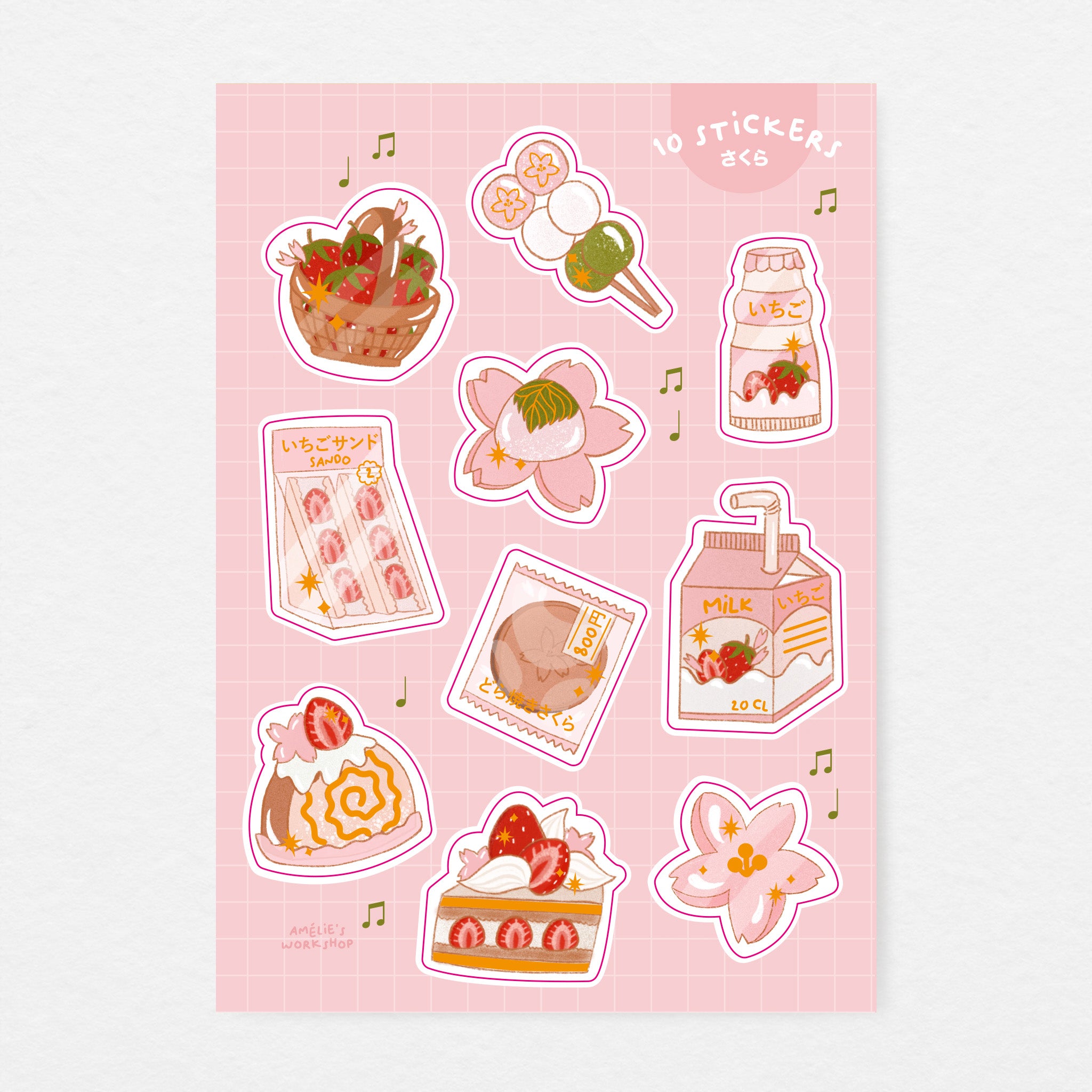 Planche de 10 stickers Sakura