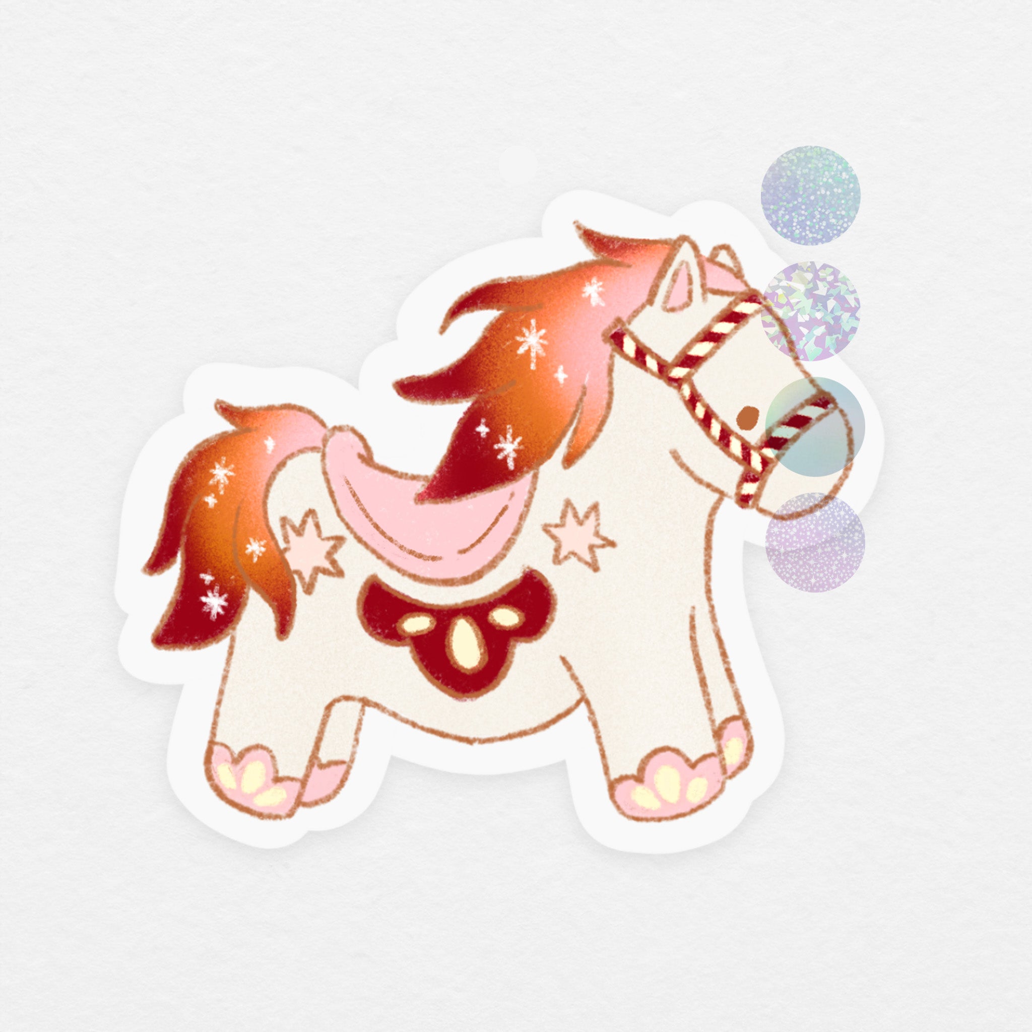 Sticker holographique: cheval de feu nouvel an lunaire