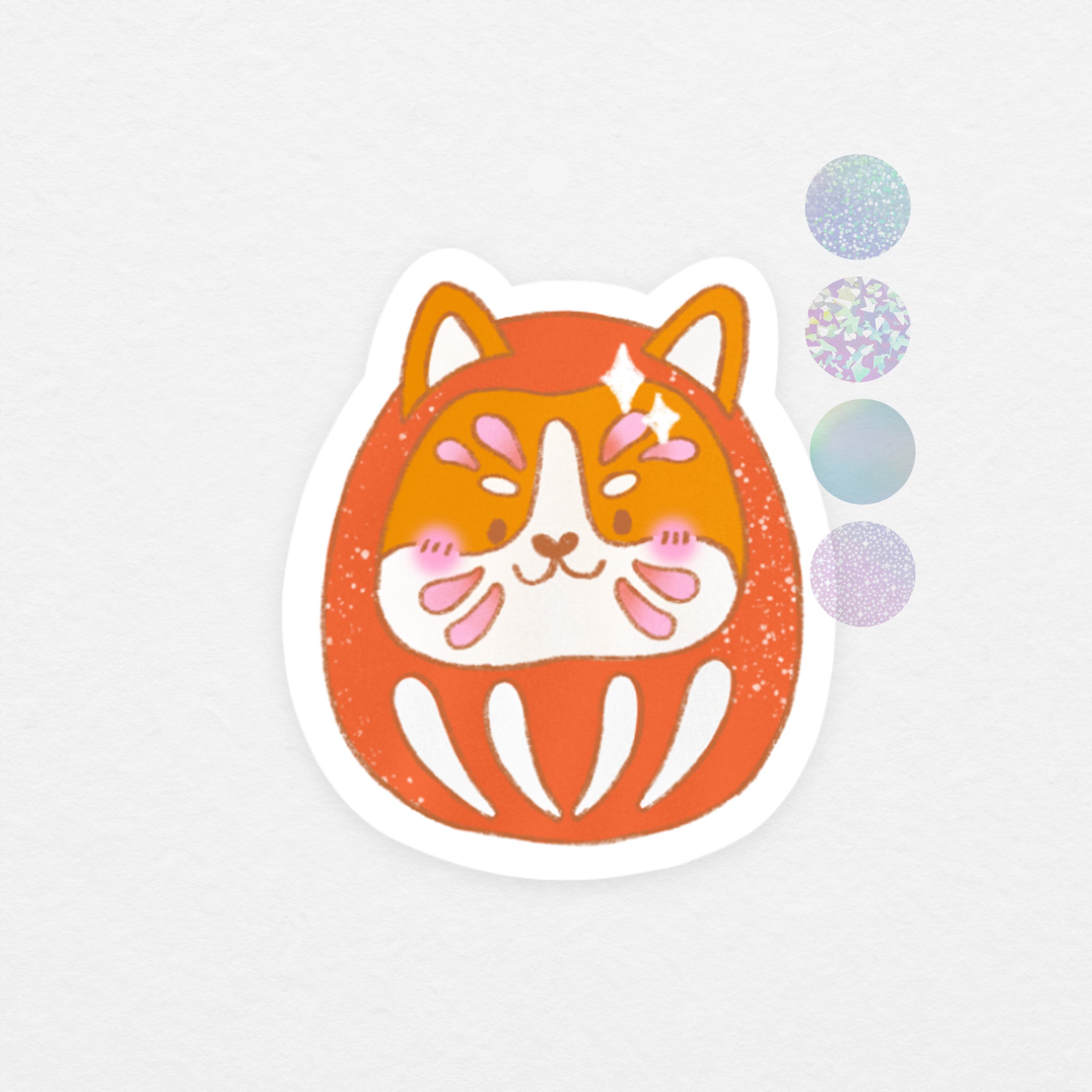 Sticker holographique: corgi daruma