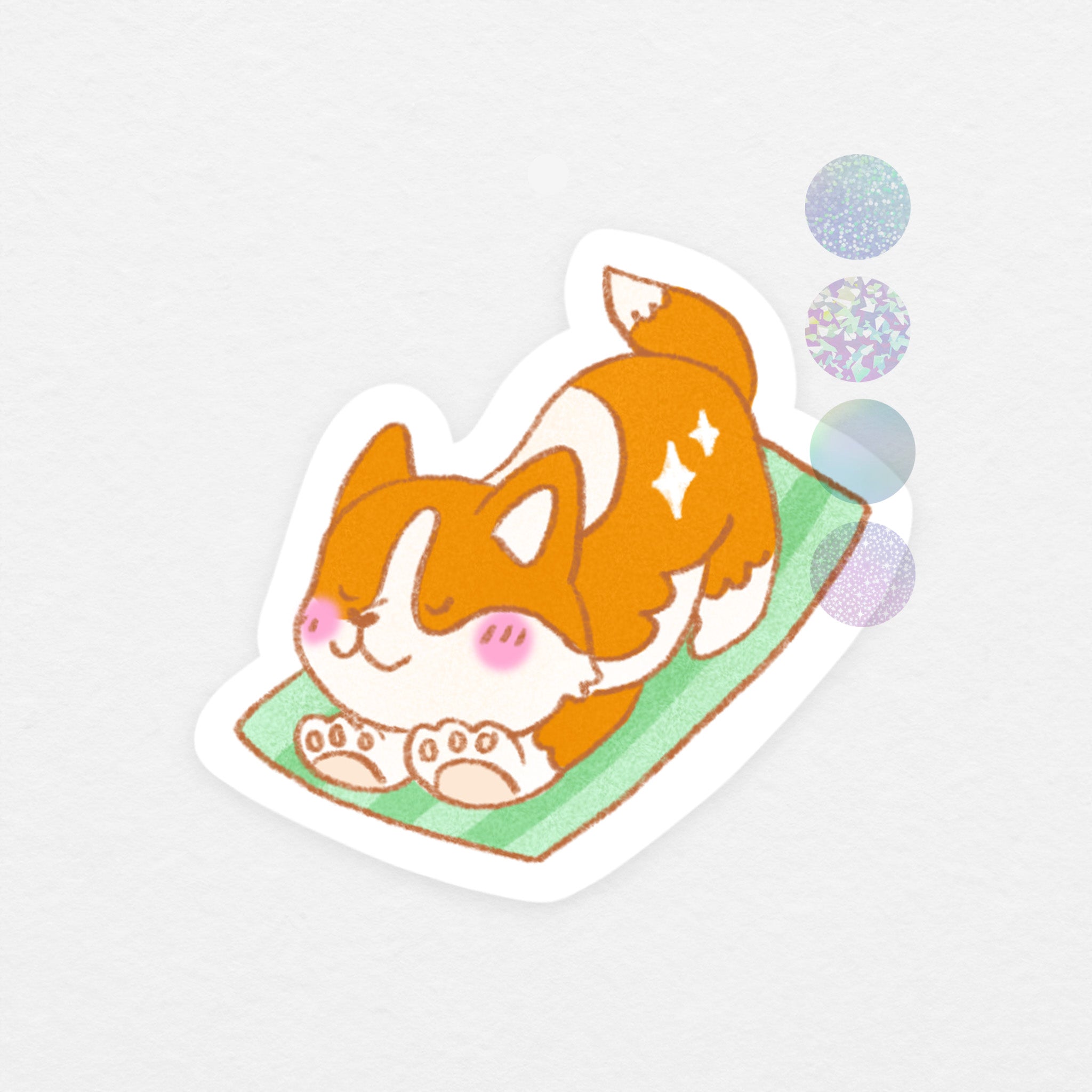 Sticker holographique: corgi yoga