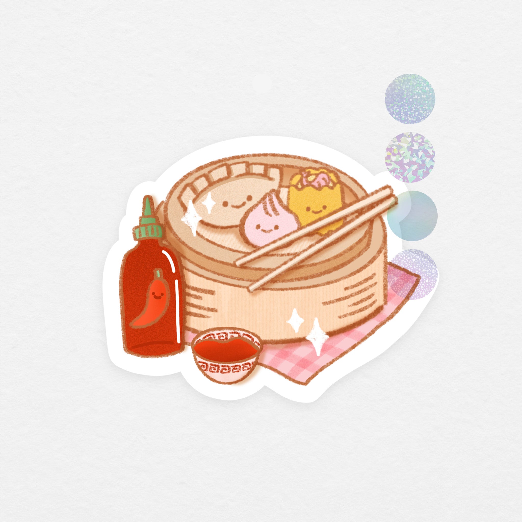 Sticker holographique: dimsum nouvel an lunaire