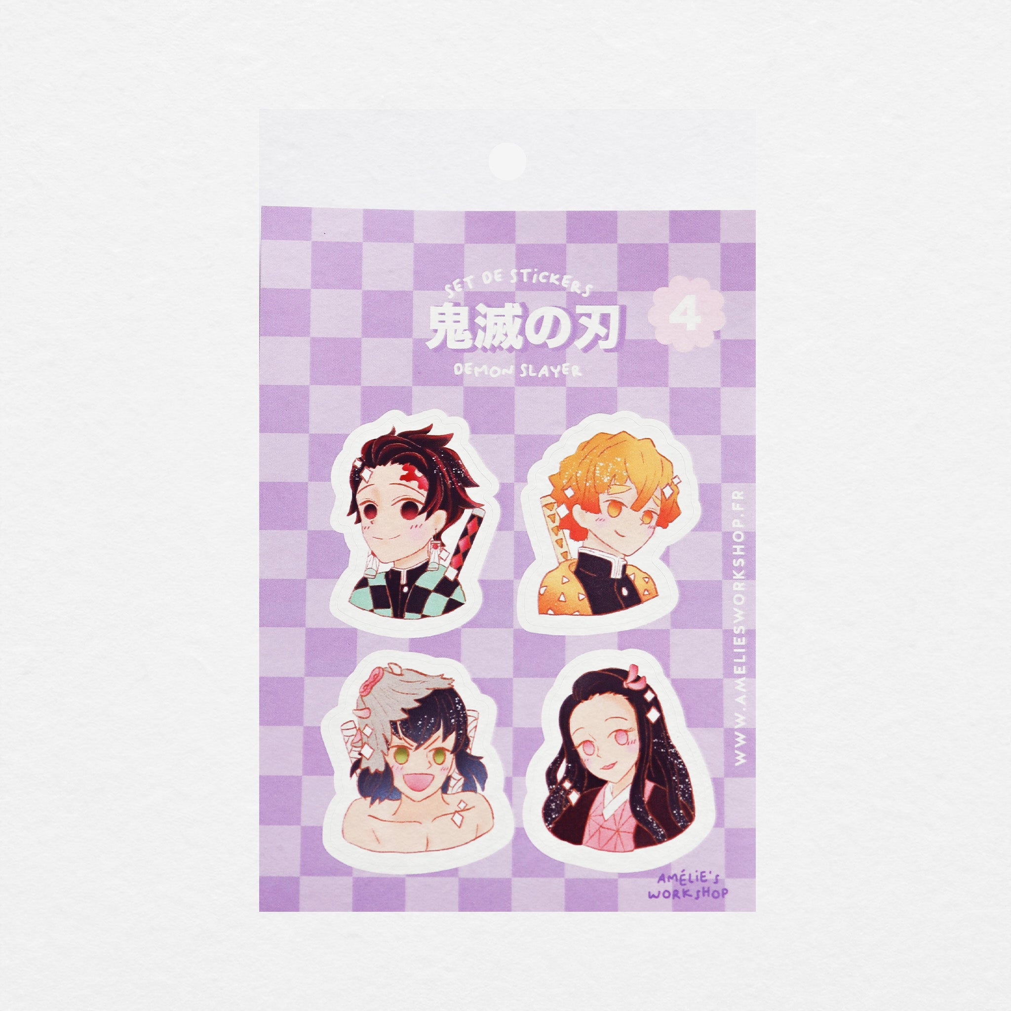 Planche de 4 stickers manga Chasseur de demon