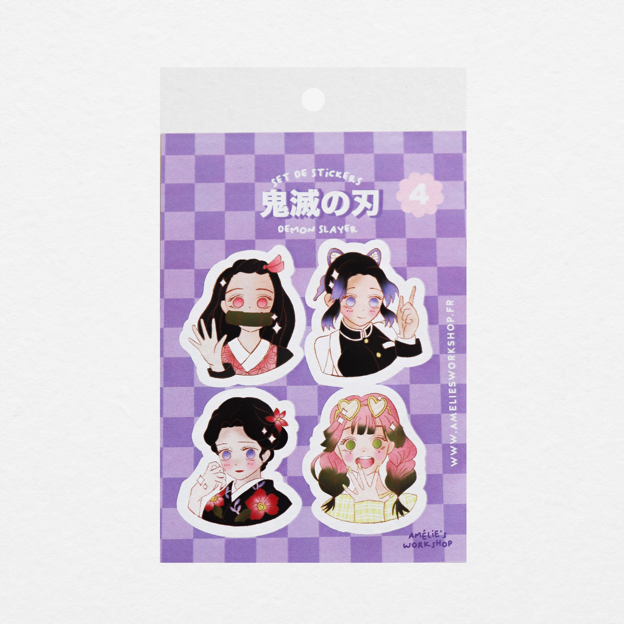 Planche de 4 stickers manga Chasseur de demon fille