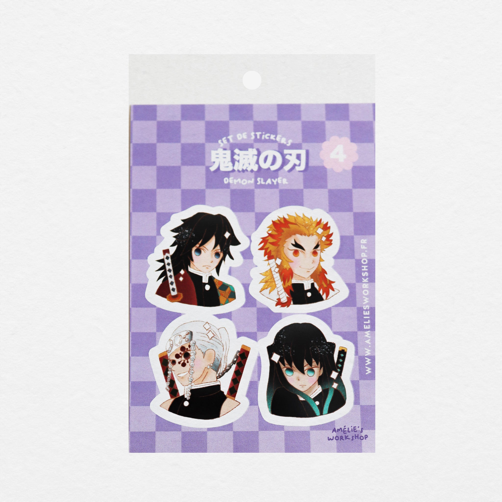Planche de 4 stickers manga Chasseur de demon pilier