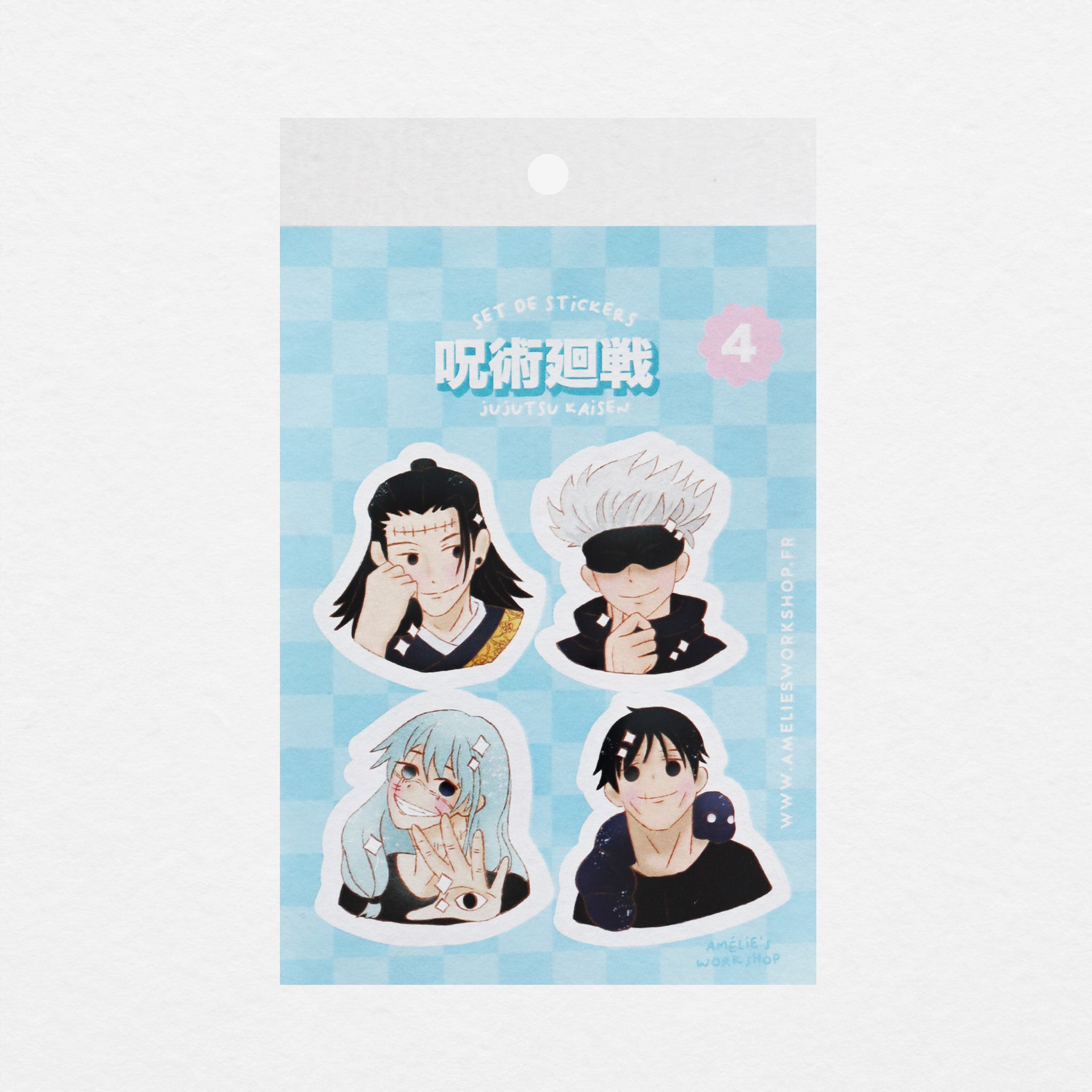 Planche de 4 stickers manga Jujutsu Kaisen