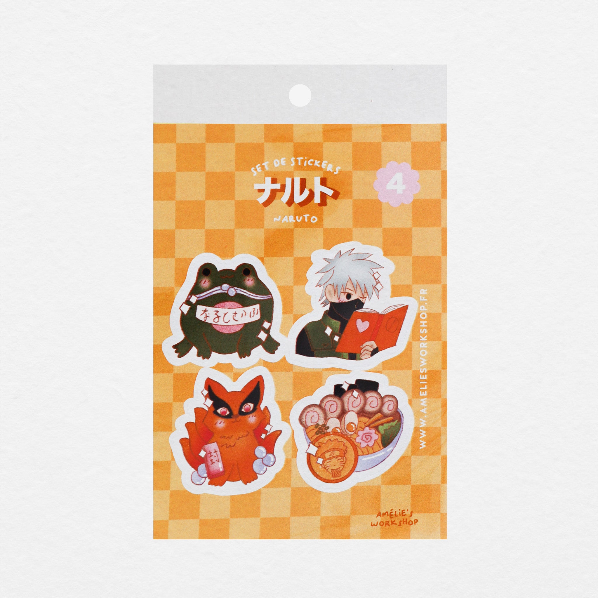 Planche de 4 stickers manga Naruto
