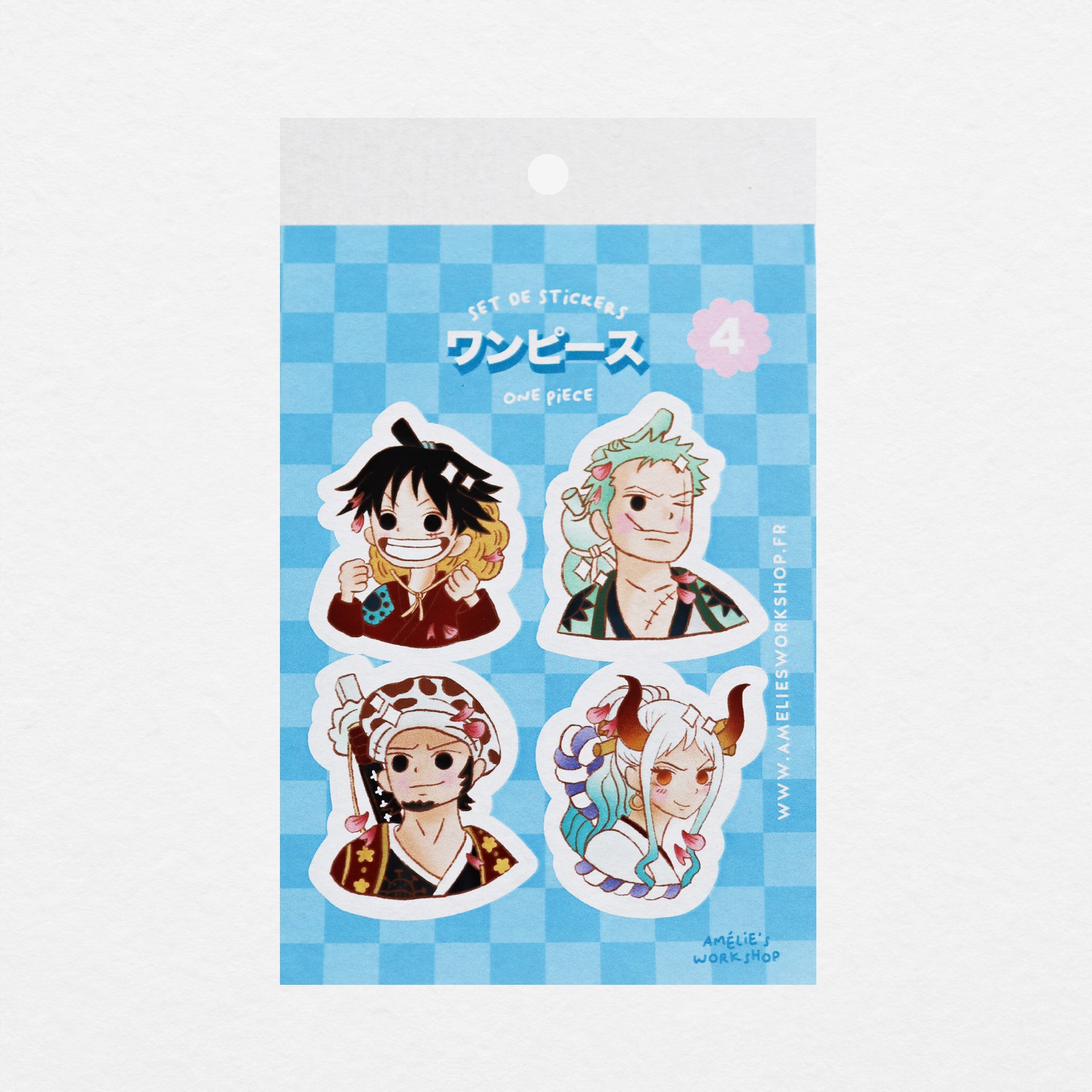 Planche de 4 stickers manga One piece wano
