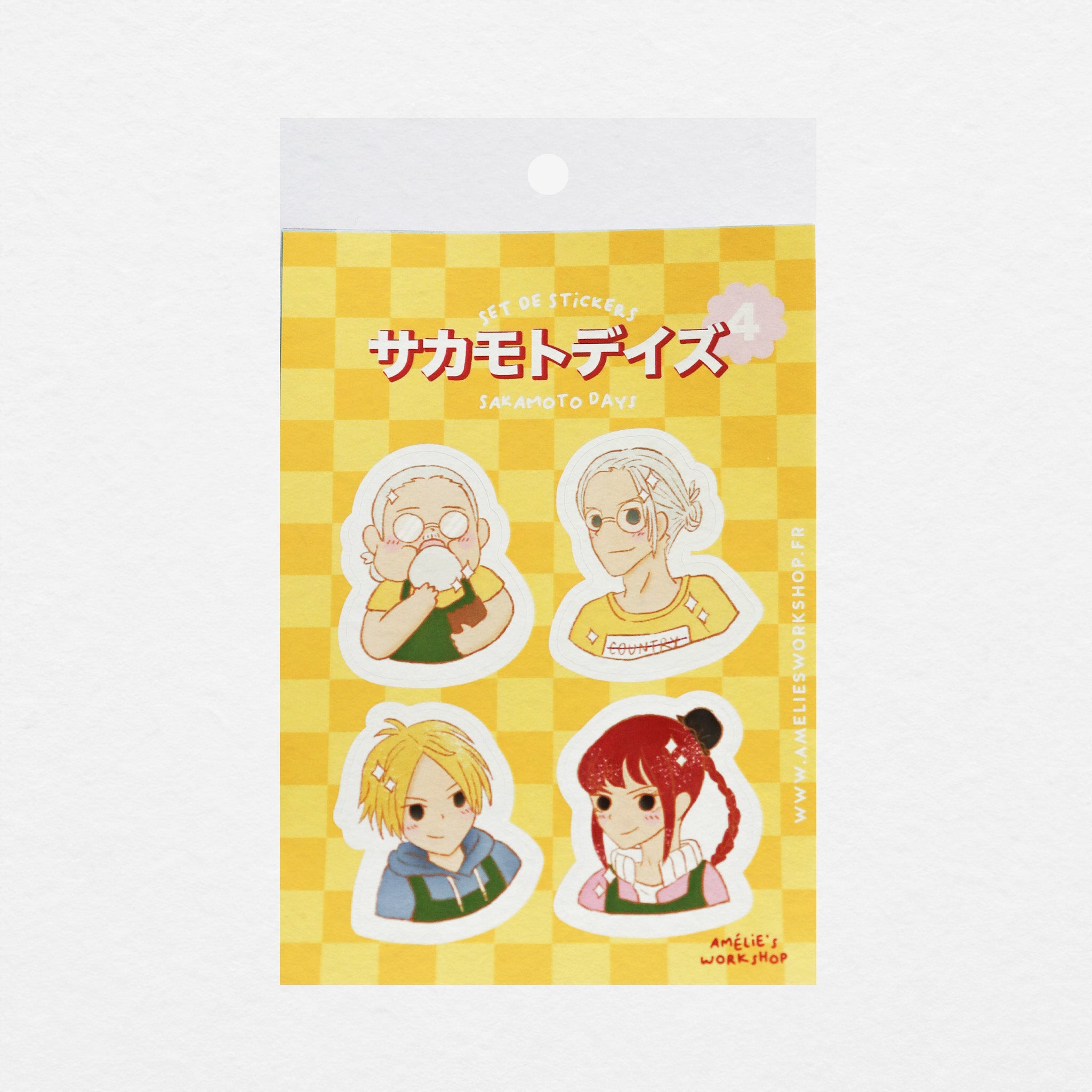 Planche de 4 stickers manga Sakamoto days
