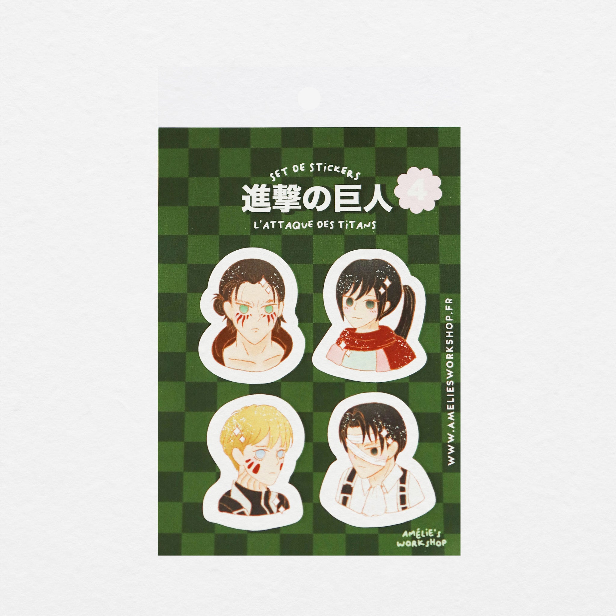 Planche de 4 stickers manga L'attaque des titans