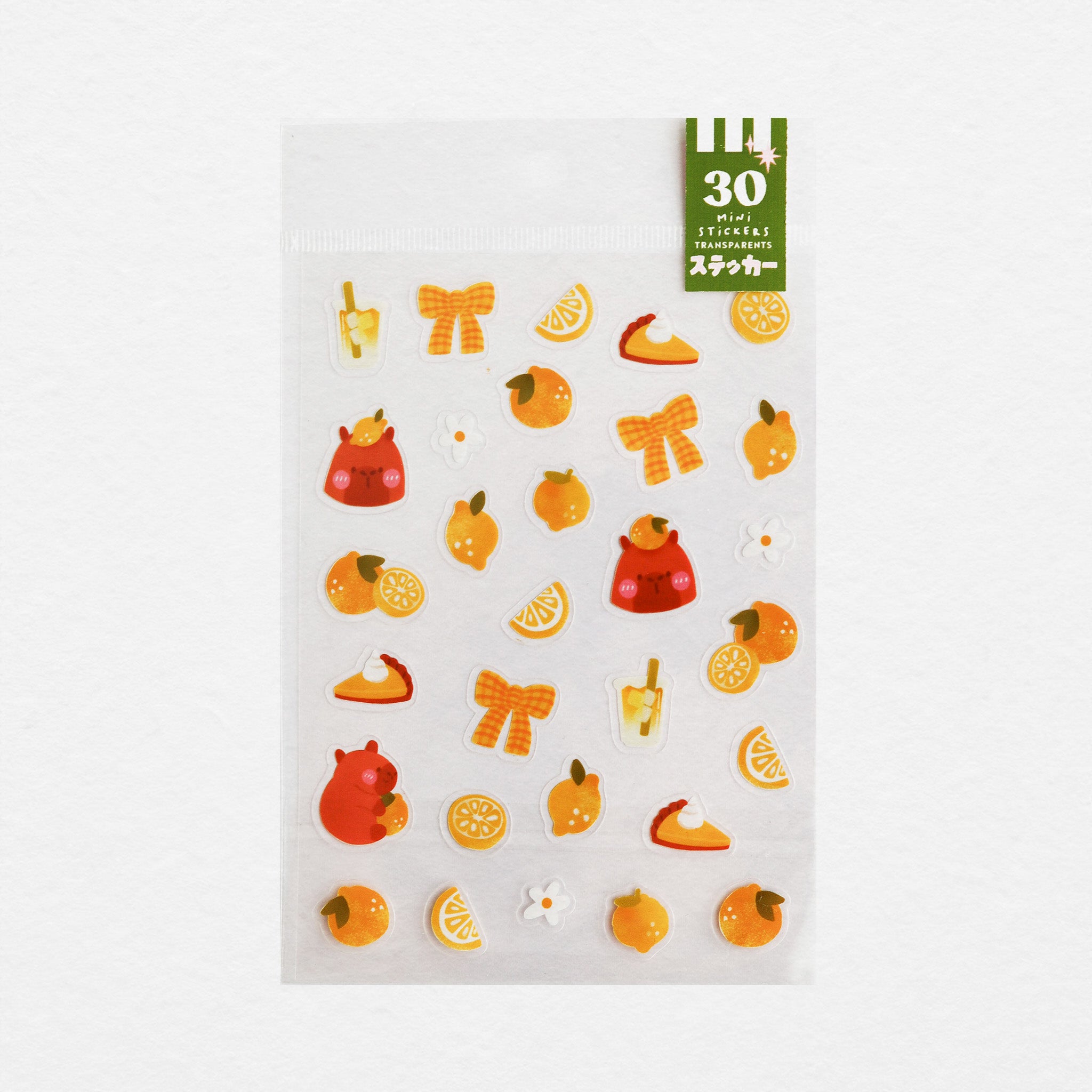 Planche de 30 mini stickers transparents Yuzu